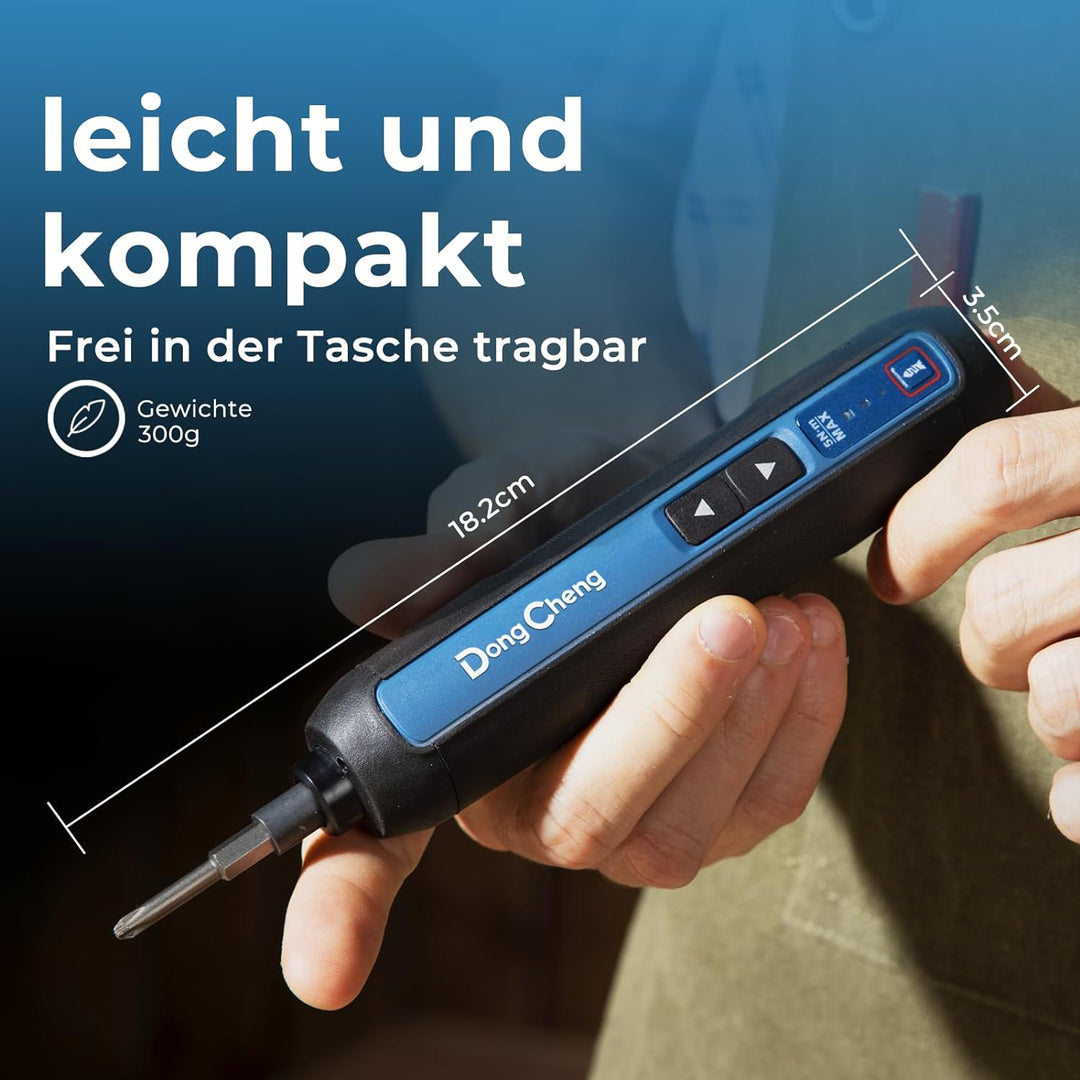 DongCheng Mini Akkuschrauber, 4V Akkuschrauber klein, 2000 mAh Lithium-Ionen-Akku, 3 Drehmoment, max