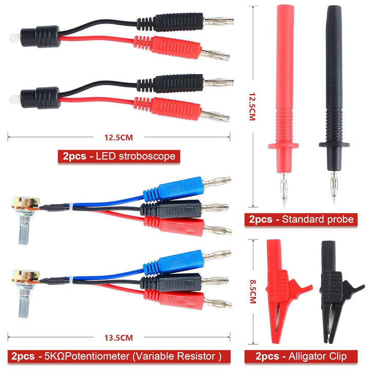 Multimeter Test Leads Set, 92PCS KFZ Fehlerdiagnose Messleitungsset enthält Prüfspitzen, Kabelverbin