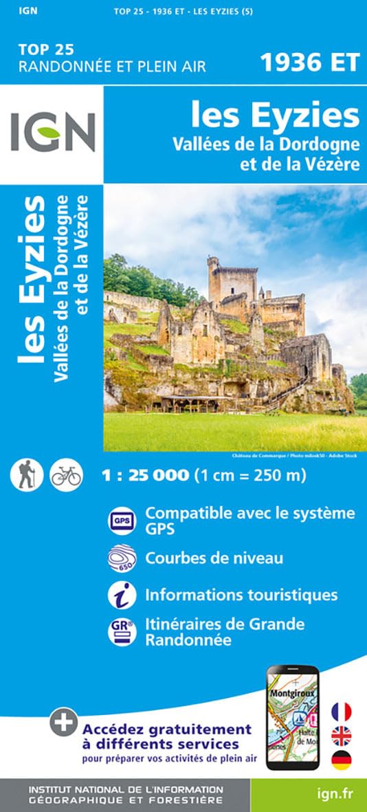 1936ET Les Eyzies Vallée de la Dordogne: 1:25000 (TOP 25), Karte