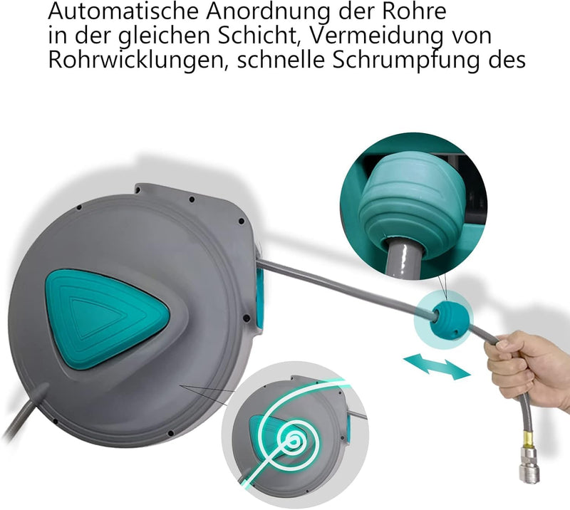 XINZI Schlauchtrommel Automatik Druckluft, Druckluftschlauch Aufroller Wandschlauchhalter, Schlaucha