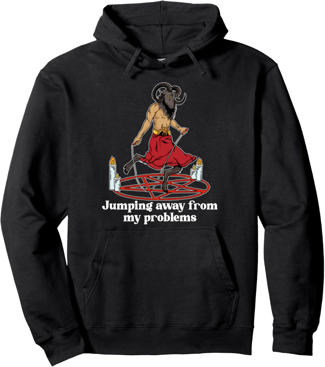 Jumping away from my problems Baphomet Halloween lustige Kunst Pullover Hoodie