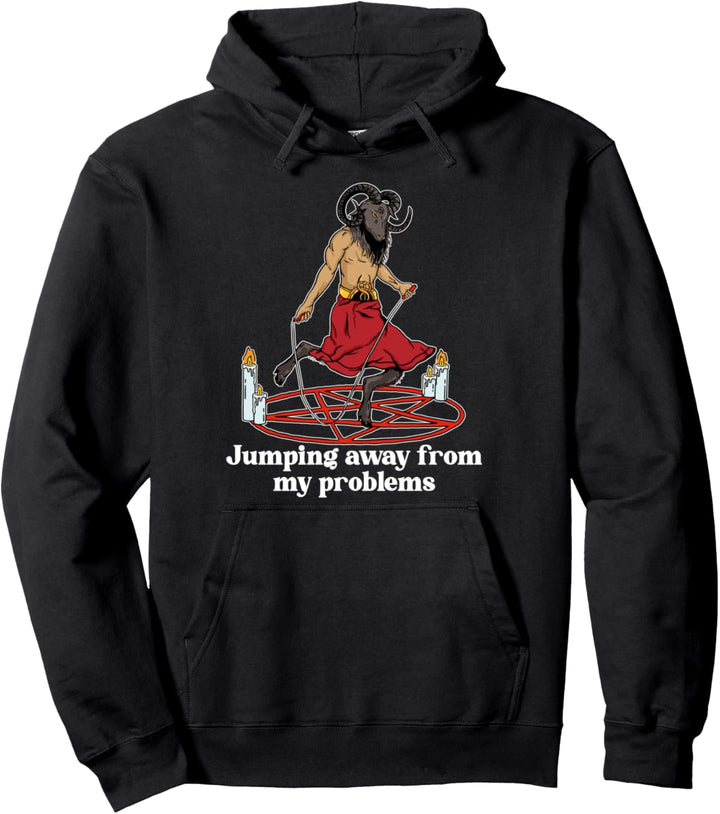 Jumping away from my problems Baphomet Halloween lustige Kunst Pullover Hoodie