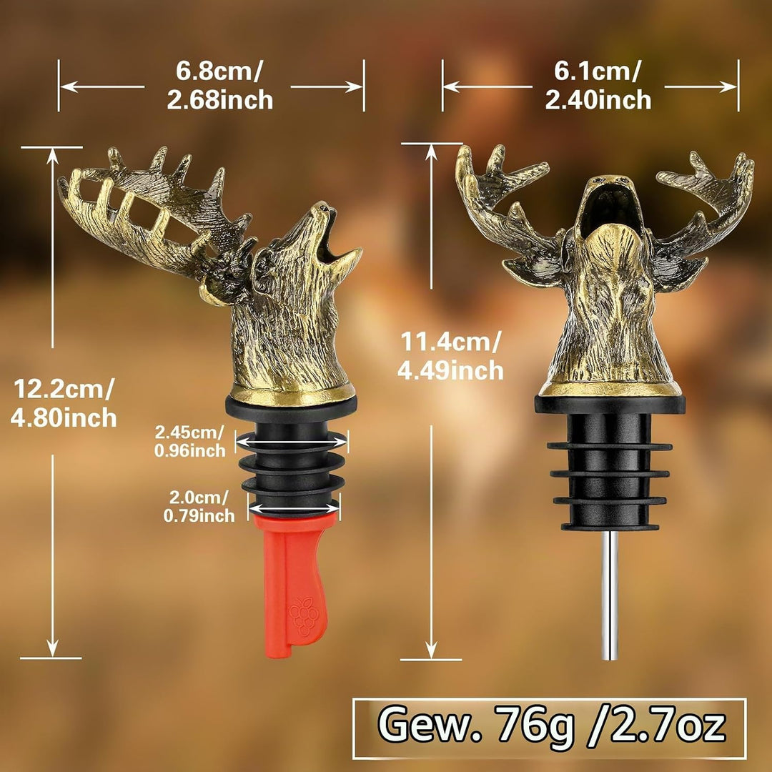 LULLEA Hirschkopf 2-in-1 Weinflaschenverschluss und Ausgiesser, Geschenke für Jäger, Geschenke für M