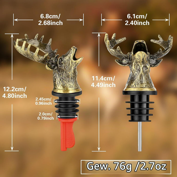 LULLEA Hirschkopf 2-in-1 Weinflaschenverschluss und Ausgiesser, Geschenke für Jäger, Geschenke für M