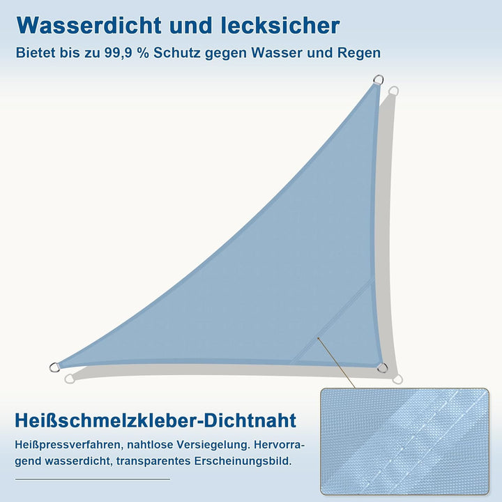 HENG FENG Sonnensegel 5x5x7m Dreieckig Wasserdicht mit 95% UV-Schutz Sonnenschutz für Garten Terrass
