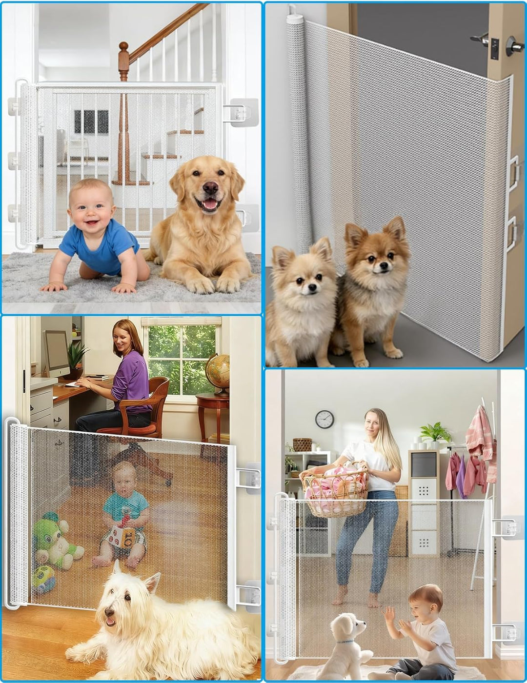 Treppenschutzgitter Ausziehbar für Babys, 0-150cm Treppenschutzgitter Türschutzgitter Ausziehbar Gee
