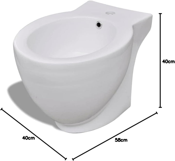 Standbidet Bodenstehend Keramik Weiss Runder Bidetständer Hochwertige Design Stand Bidet für Badezim