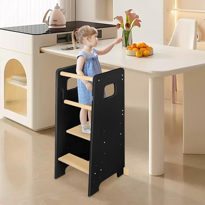 OHMG Lernturm ab 1 Jahr,Learning Tower,3 Höhenverstellbar Montessori Lernturm mit Kippschutz,Stehhil