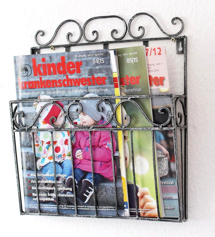 DanDiBo Wandregal Schwarz Metall 38 cm Zeitungsständer 09913 Küchenregal Zeitungshalter