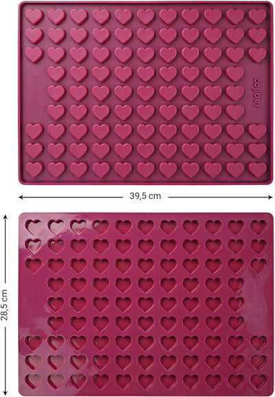 Collory Backmatte Hundekekse für MEDIUM (2,6cm) HERZ FORM Leckerlis, Silikon Backform, Pralinenform,