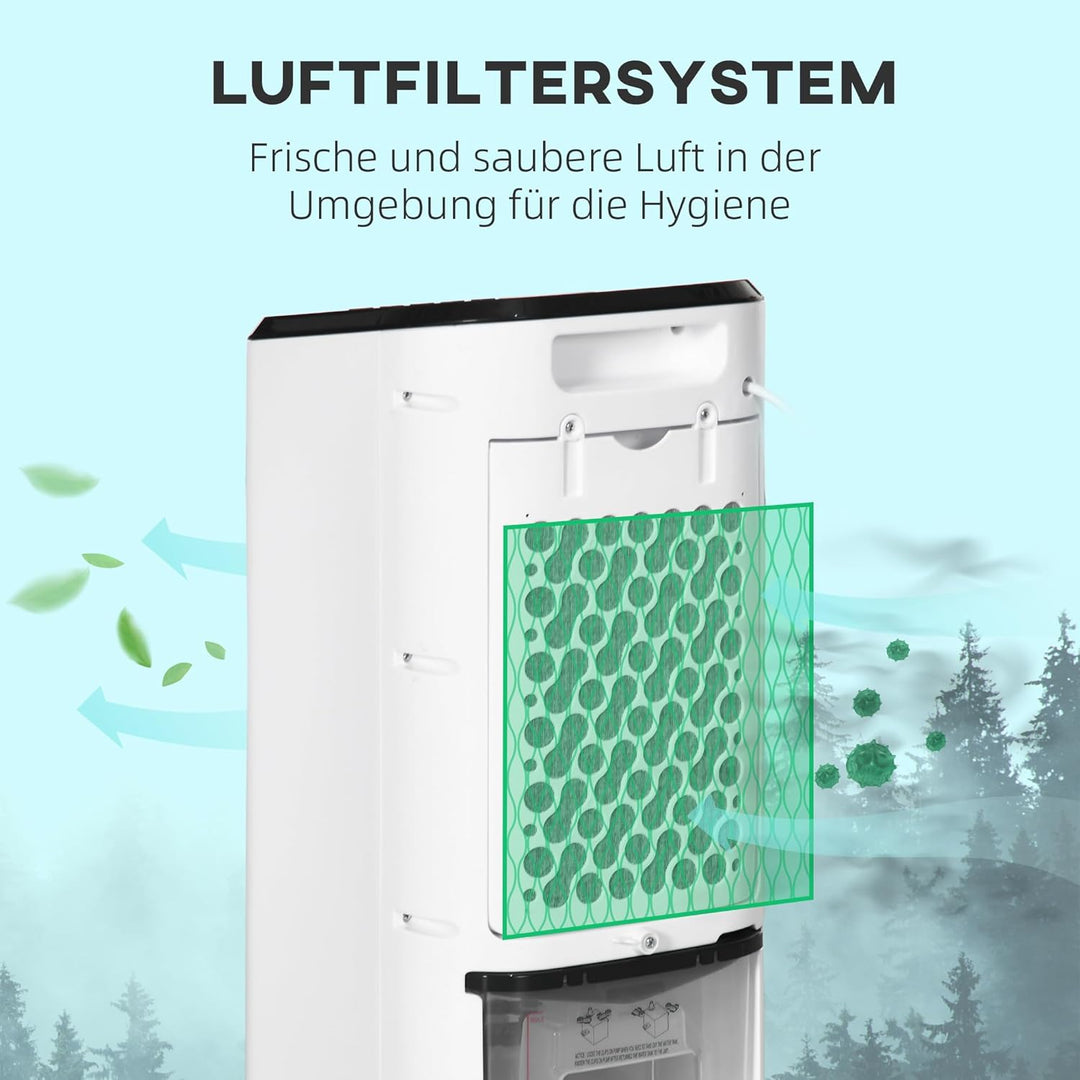 HOMCOM 3 in 1 Mobile Luftkühler mit Wasserkühlung und Luftbefeuchtung 3,5L Wassertank 60°oszillieren