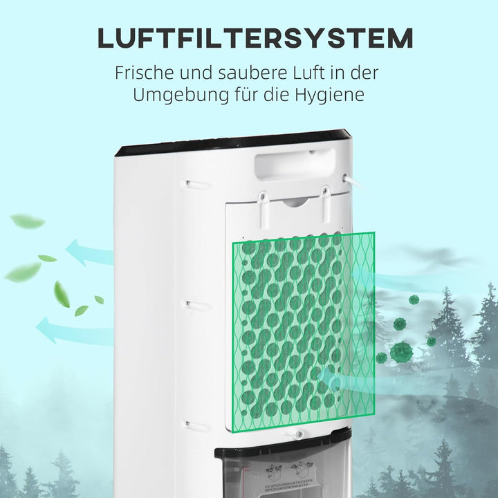 HOMCOM 3 in 1 Mobile Luftkühler mit Wasserkühlung und Luftbefeuchtung 3,5L Wassertank 60°oszillieren