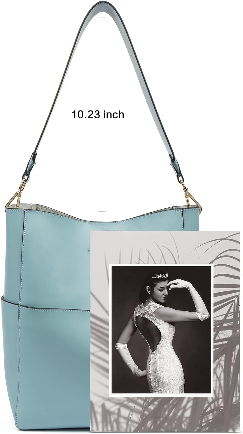 BOSTANTEN Leder Damen Handtasche Schultertasche Umhängetasche Designer Tasche Gross Hellblau, Hellbl