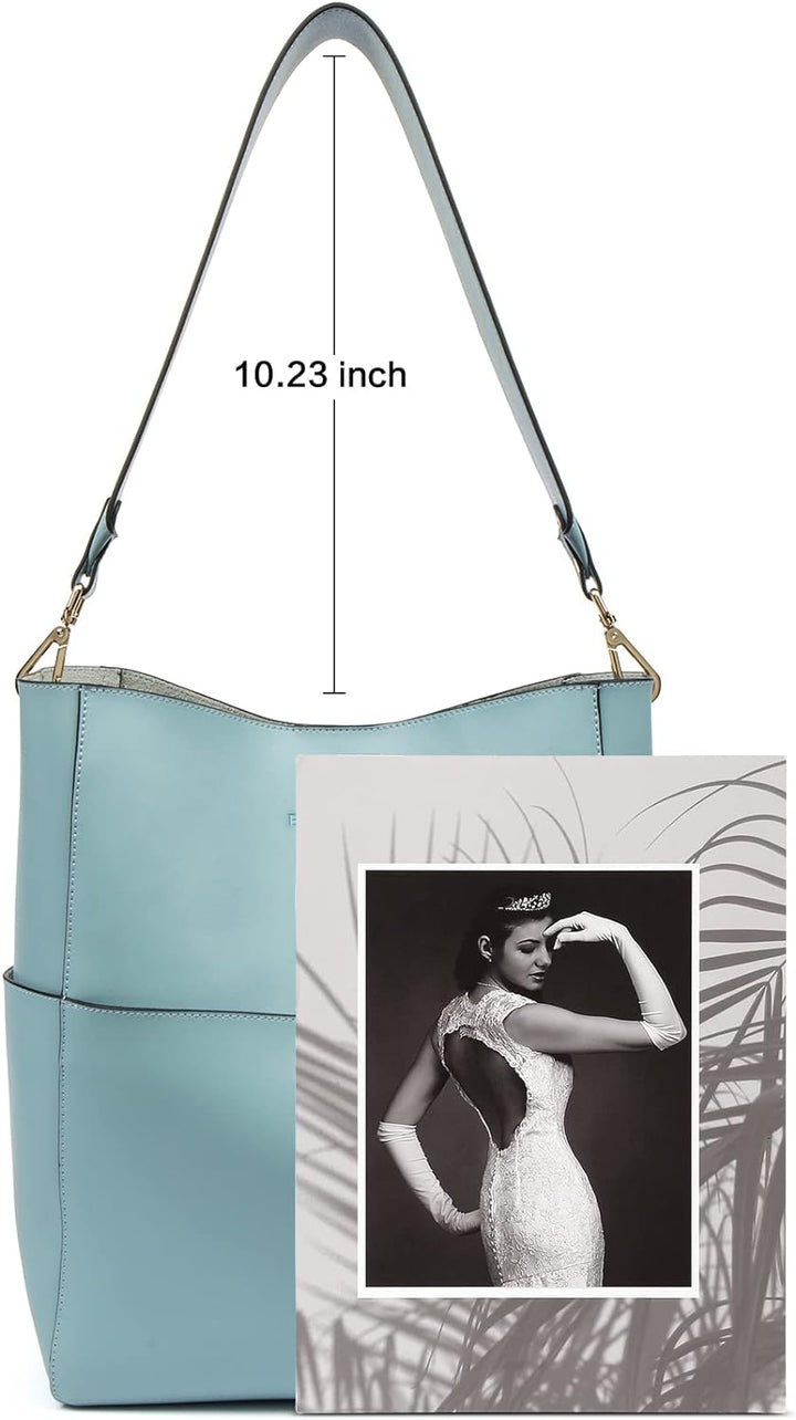 BOSTANTEN Leder Damen Handtasche Schultertasche Umhängetasche Designer Tasche Gross Hellblau, Hellbl
