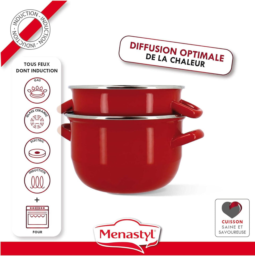 Muscheltopf - MENASTYL - 3645562 - Emaillierter Stahl - Schwarz - 18 cm - 2,7 Liter - Für alle Herda