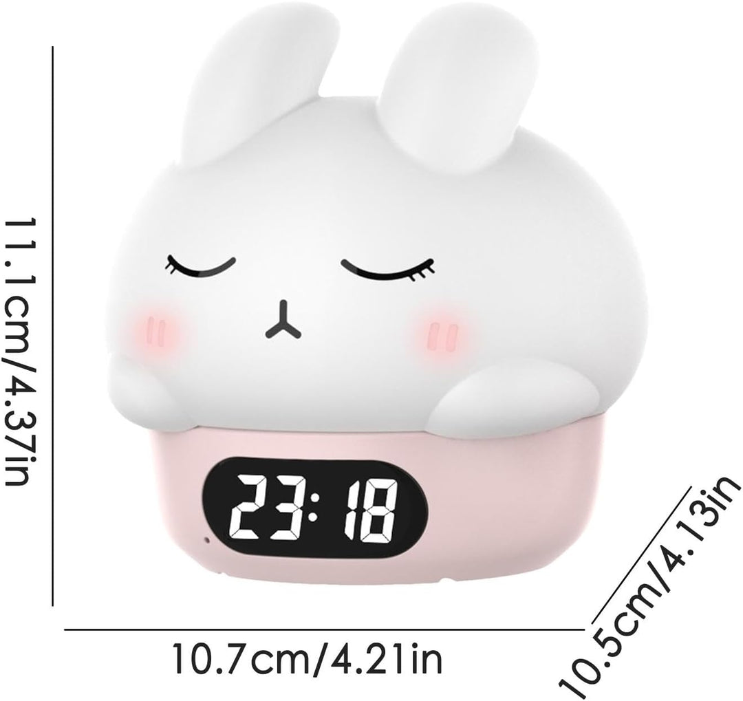 Bunny Alarm Clock, Rabbit Night Light, Sleep Training Alarm, Silicone Pat Light, Kids Wake Up Lamp,