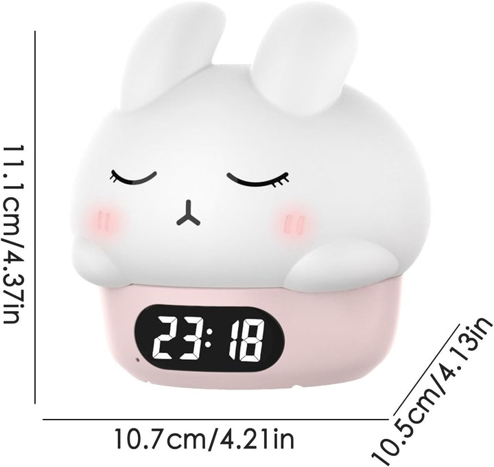 Bunny Alarm Clock, Rabbit Night Light, Sleep Training Alarm, Silicone Pat Light, Kids Wake Up Lamp,