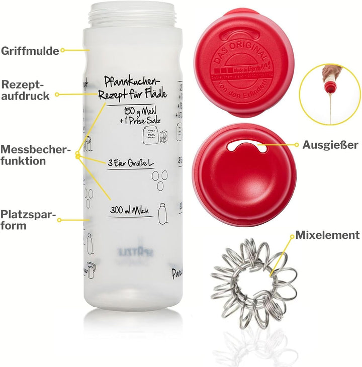Spätzle-Shaker Shaker-Set Duo (ROT) mit 875ml-Pfannkuchen-Shaker + 4-Portionen