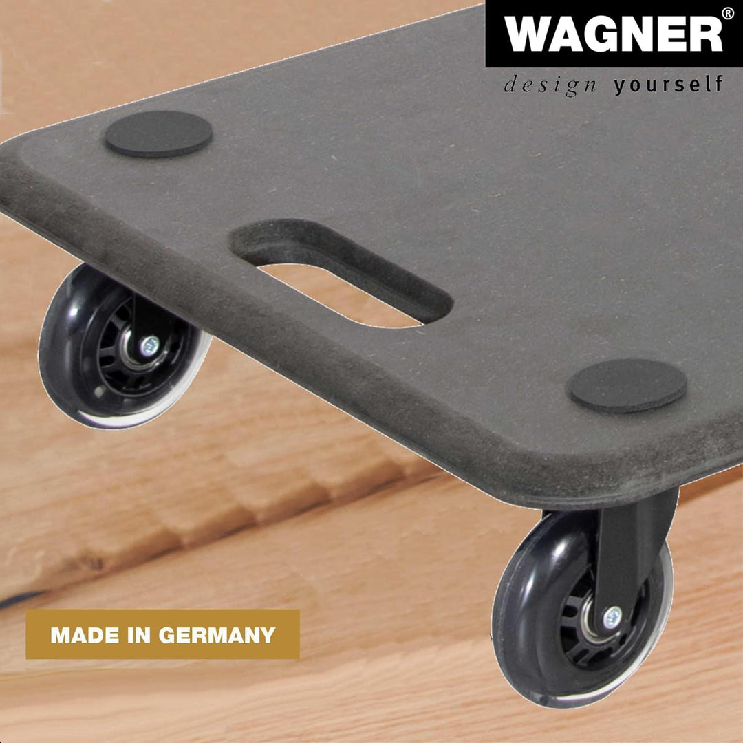 WAGNER Transportroller Transporthilfe I Rollbrett mit Bügel schwarz für Möbel aus MDF I 59 x 39 x 11