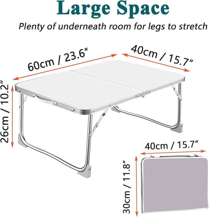 Kleiner Klapptisch, kompakt, 60 cm, zusammenklappbar, für Camping, Picknick, niedriger Tisch, tragba