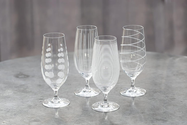 Mikasa Cheers Bier Gläser Set, Biergläser aus Kristallglas, Gläser mit Motiven, 4 Biergläser Set, We