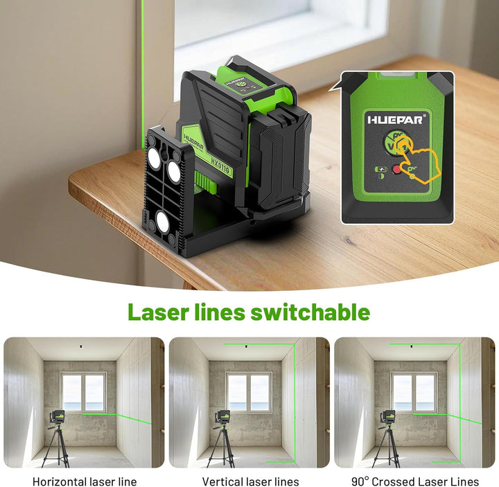 Kreuzlinienlaser, Huepar HX011G Grünen Lasernivellier, Selbstnivellierender Linienlaser mit Grünen K
