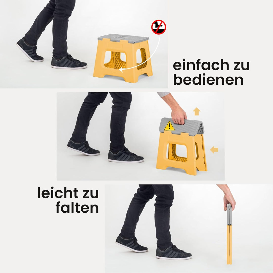 Vigar Kompakte Tritthocker Klappbar für Erwachsene, 27 cm, Klapphocker Faltbar 150 kg rutschfest, Le