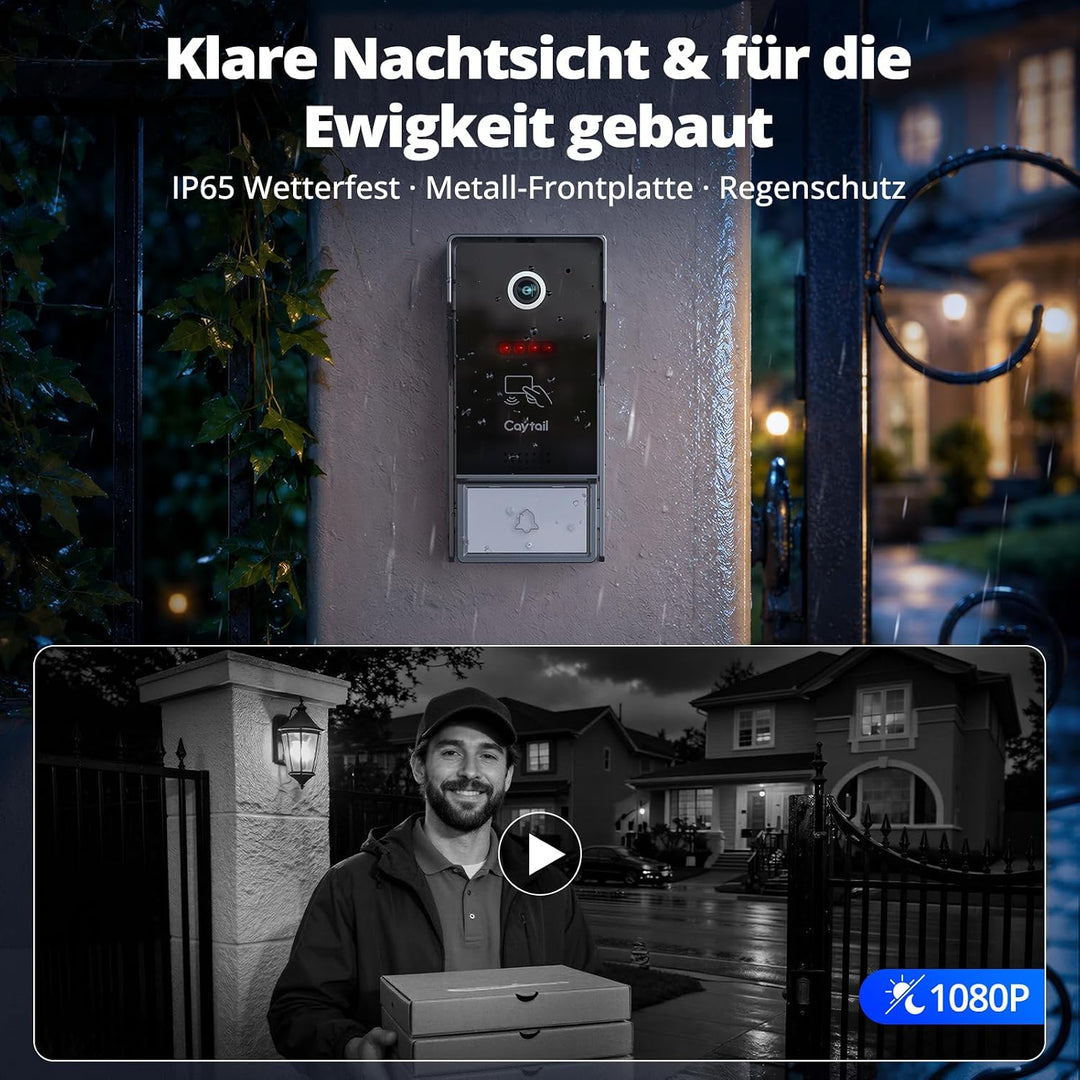 WLAN Video Türsprechanlage 2-Draht mit Kamera und Türöffner, 7" IPS Touchscreen, WIFI6 Dualband Gege