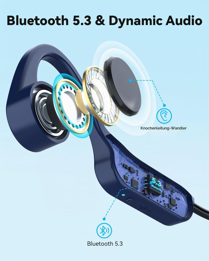 MONODEAL Knochenschall Kopfhörer Bluetooth 5.3 Open Ear Kopfhörer, Typ-C Ladeanschluss, IPX6 wasserd