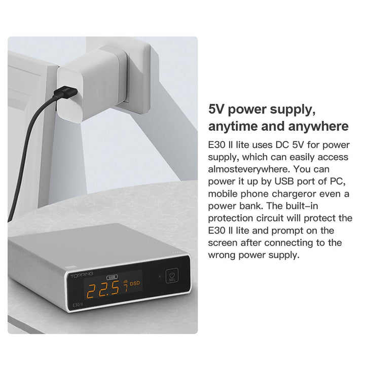 TOPPING E30II Lite HiFi DAC 1×AK4493S 32bit/768kHz XMOS XU208 USB/Opt/Coax Eingang RCA Ausgang Home