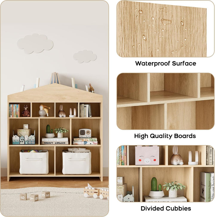Garvee Kinder Bücherregal Hausform Regal Kinderregal Aufbewahrungsregal für Kinder Kinderzimmerregal