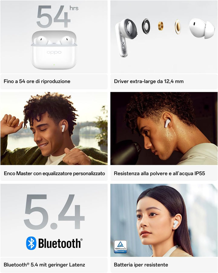 OPPO Enco Buds3 Pro True Wireless Ohrhörer, Bluetooth 5.4 Stereo In-Ear-Headset, Klare Gesangswieder