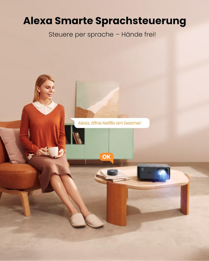 Beamer Eingebauter TV-Dongle mit NFC und Autofokus,Dolby Audio/Sound von JBL LED Beamer,WiFi6 Blueto