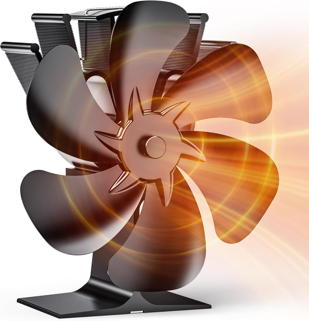 Wopigh Kaminventilator 6 Flügel Ofenventilator Ohne Strom, Holzofenventilator Leiser Betrieb, Angetr