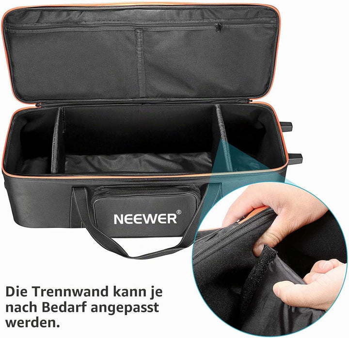 Neewer Trolley für Fotoausrüstung 96x39x29cm mit Riemen gepolstertem Fach Rollen und Tragegriff für