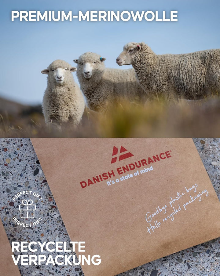 DANISH ENDURANCE Merino Wandersocken, Sommer Trekkingsocken, Merinowolle Socken, Atmungsaktiv & Star