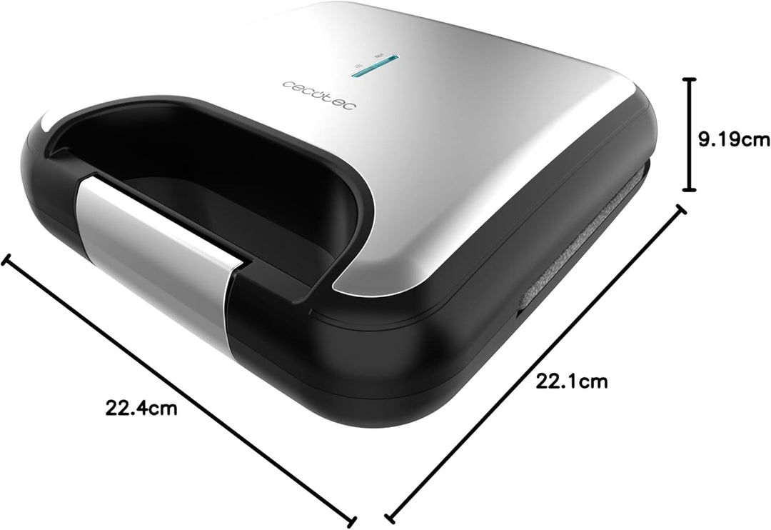 Cecotec Sandwichmaker Rock'nToast Classic +. 800 W, 2 Sandwiches mit Edelstahl-Finish, Dreieckige Pl