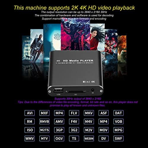 ciciglow HD Video Player, 4K, Streaming Media Player, Unterstützt PPT, PDF, Eingebauter 4G Speicher,