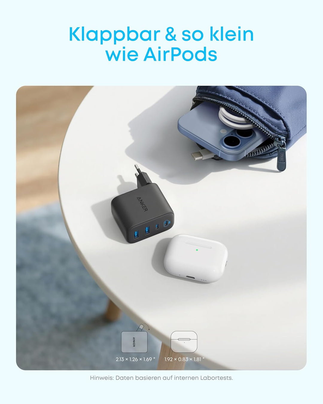 Anker Zolo 50W USB C Ladegerät(Doppelpack), 4-Port Netzteil mit 2 USB-C und 2 USB-A, Kompaktes Schne