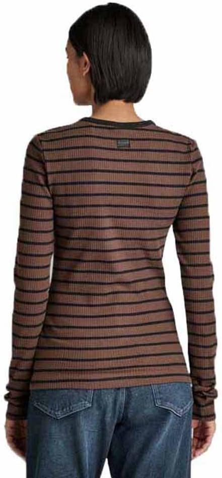 G-STAR RAW Damen Slim Rib 2.0 Stripe Top Tops XS Mehrfarben (Rain Drum/Caviar Stripe D21575-d201-d47