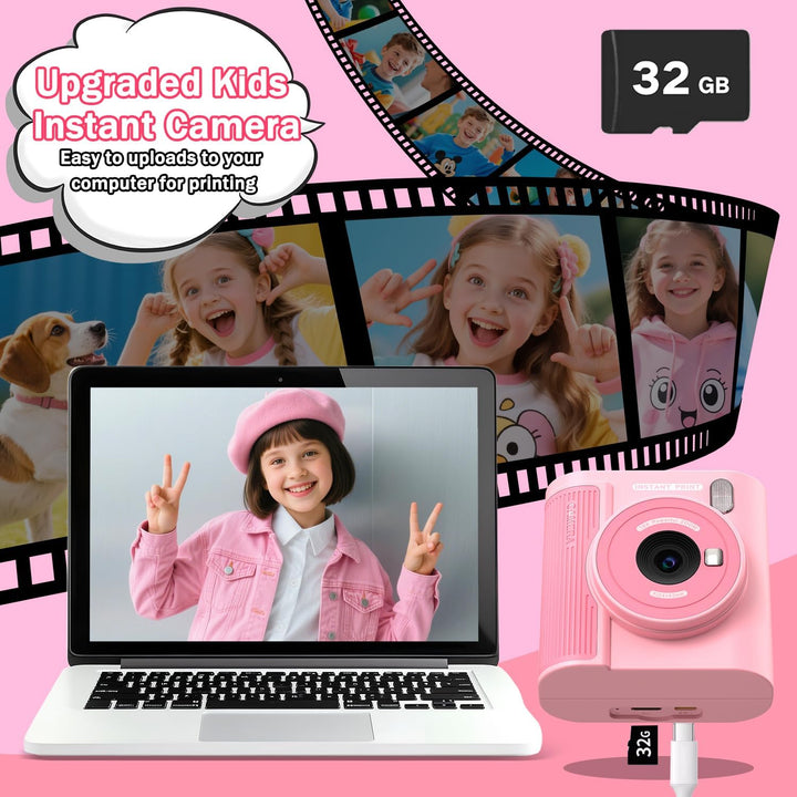 Zicor Kinderkamera Instant Print, 1080HD Digital Video & Instant Print Kamera für Kinder, lustige We