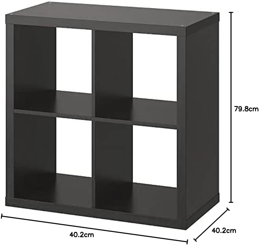 IKEA KALLAX Regal, 77 x 77 cm (schwarz-braun) Schwarz/Braun., Schwarz/Braun.