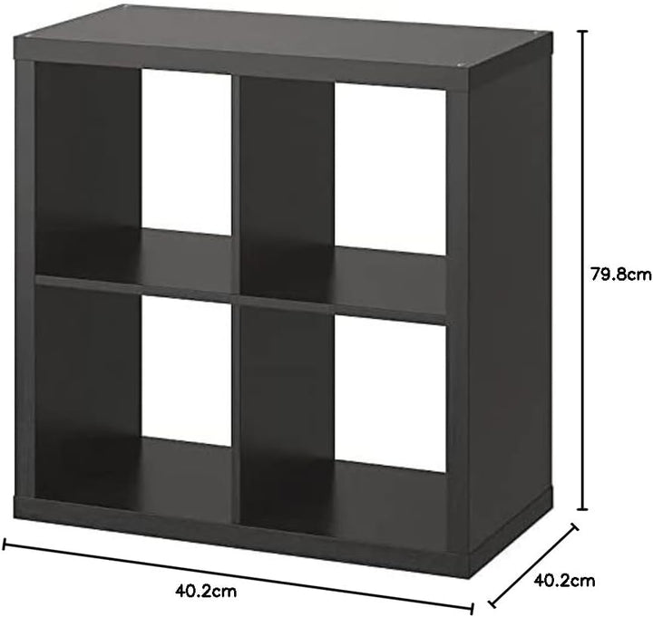 IKEA KALLAX Regal, 77 x 77 cm (schwarz-braun) Schwarz/Braun., Schwarz/Braun.