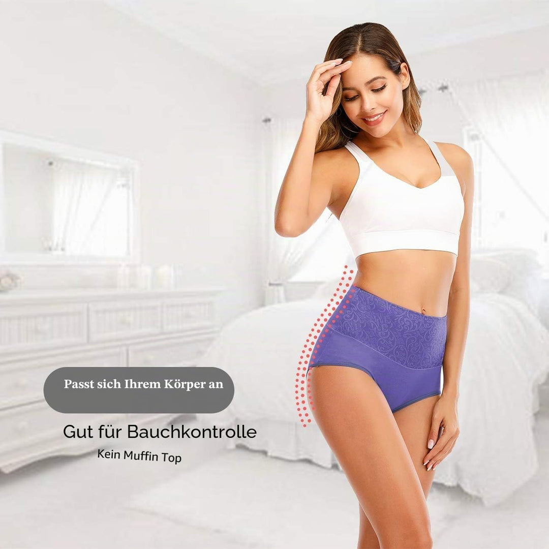 Senllori Damen Unterwäsche, hohe Taille, Baumwolle, Bauchkontrolle, weiche volle Abdeckung Multipack