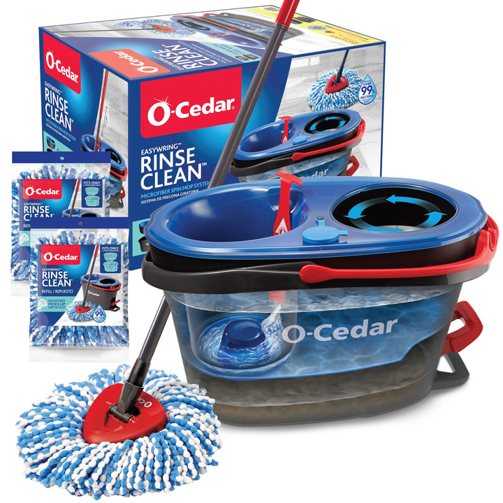 O-Cedar Refills EasyWring Mikrofaser-Drehmopp, Bodenreinigungssystem mit 2 zusätzlichen, Plastik, Ri