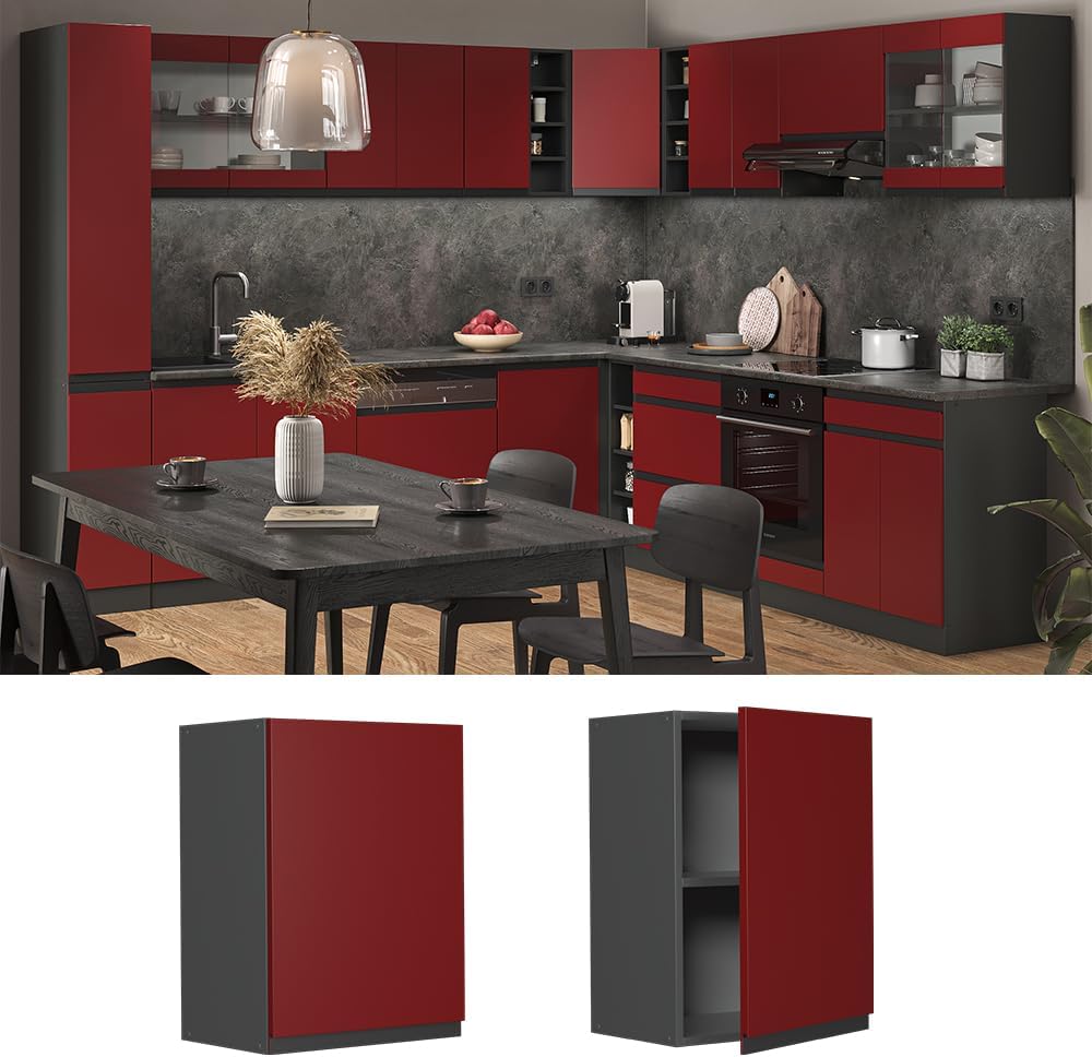 Vicco Hängeschrank R-Line, Rot/Anthrazit, 45 cm J-Shape Rot Hängeschrank 45 cm, Rot Hängeschrank 45