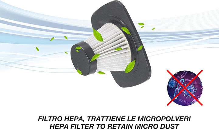 BEPER 50.401 Kleiner und Praktischer-Handstaubsauger Akku Beutellos mit Hepa-Filter für Maschine ode