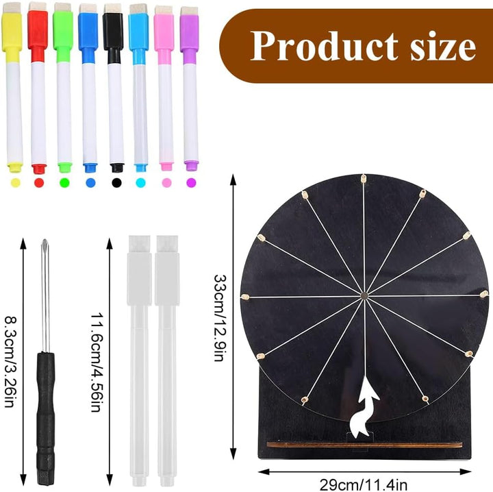 Glücksrad zum Drehen, 29cm Hölzernes Glücksrad, Gluecksrad Gluecksrad,12 Slots Roulette Spinner des
