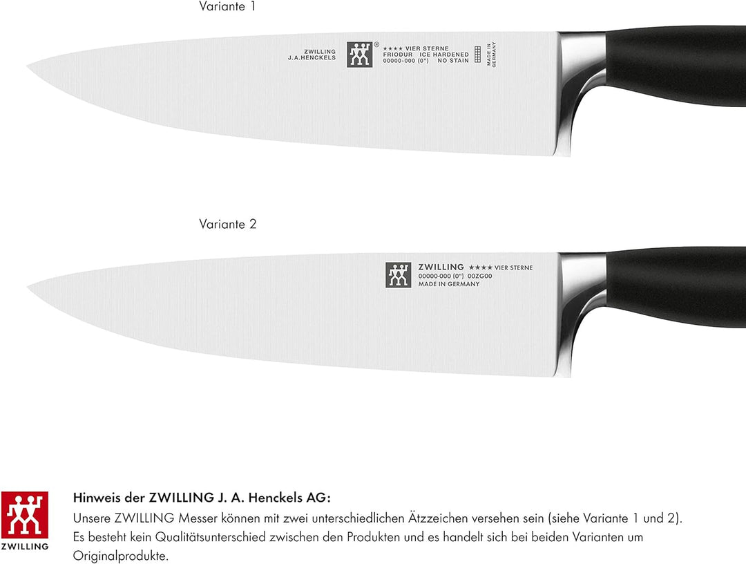 ZWILLING Vier Sterne Messerblock, 6-teilig, Holzblock, Messer und Wetzstab, Rostfreier Spezialstahl,