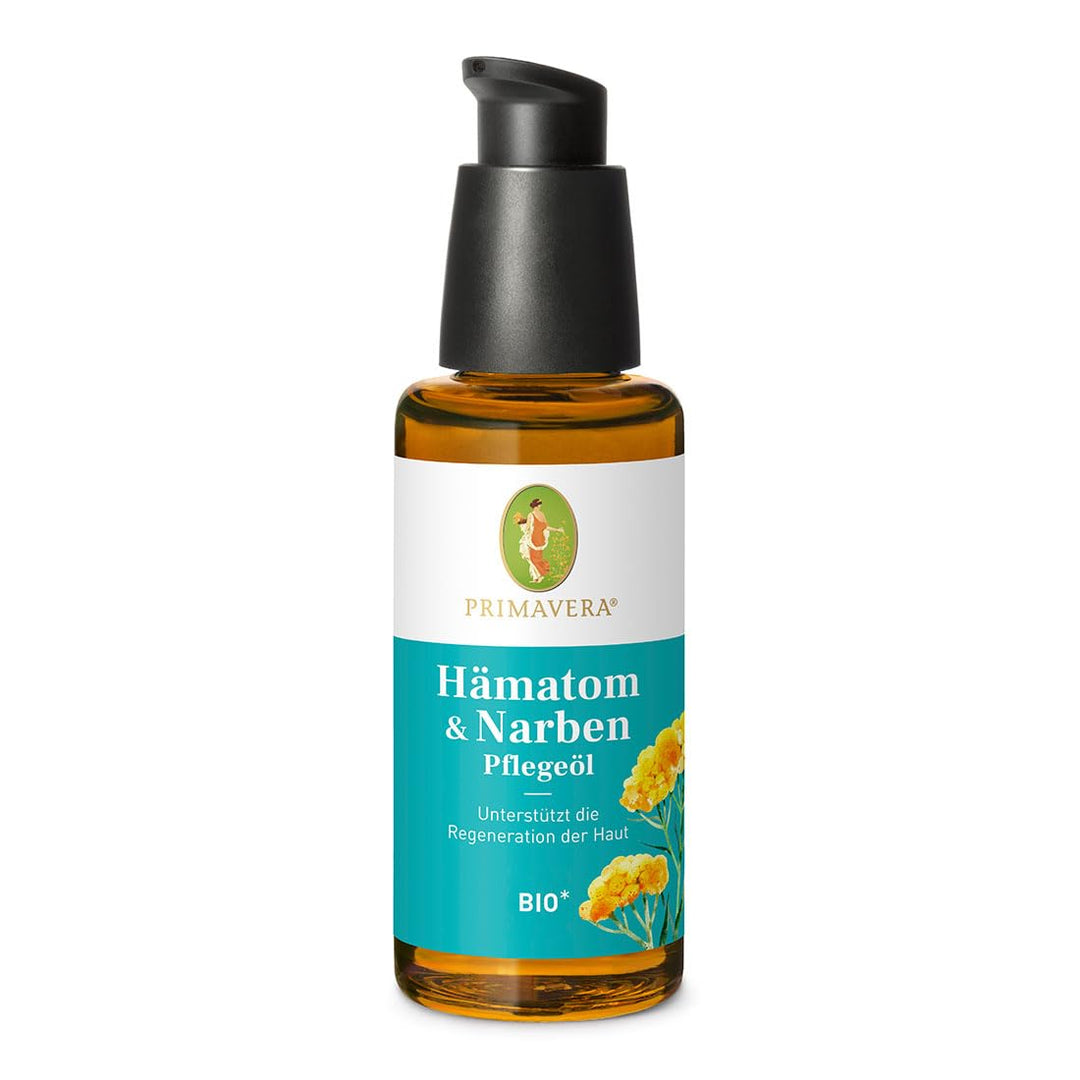 PRIMAVERA Hämatom & Narben Pflegeöl bio 50 ml - mit Immortelle, Cistrose und Lavendel fein - regener